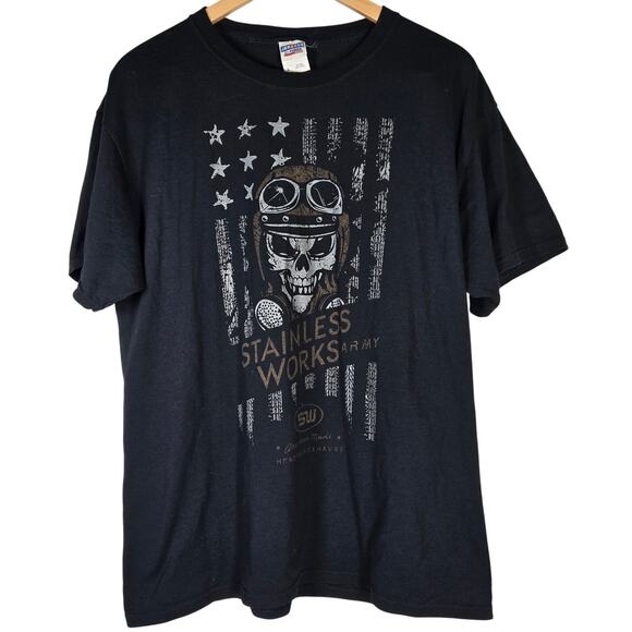 Stainless Works Army Crew Neck T-Shirt USA Flag L - Picture 1 of 8